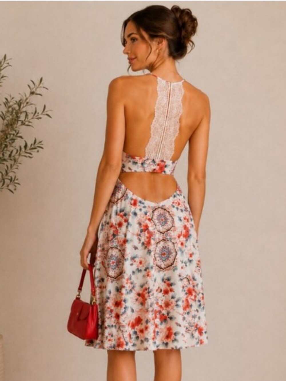 NWT Anthropologie Floreat Floral Lace Back Dress - Size L